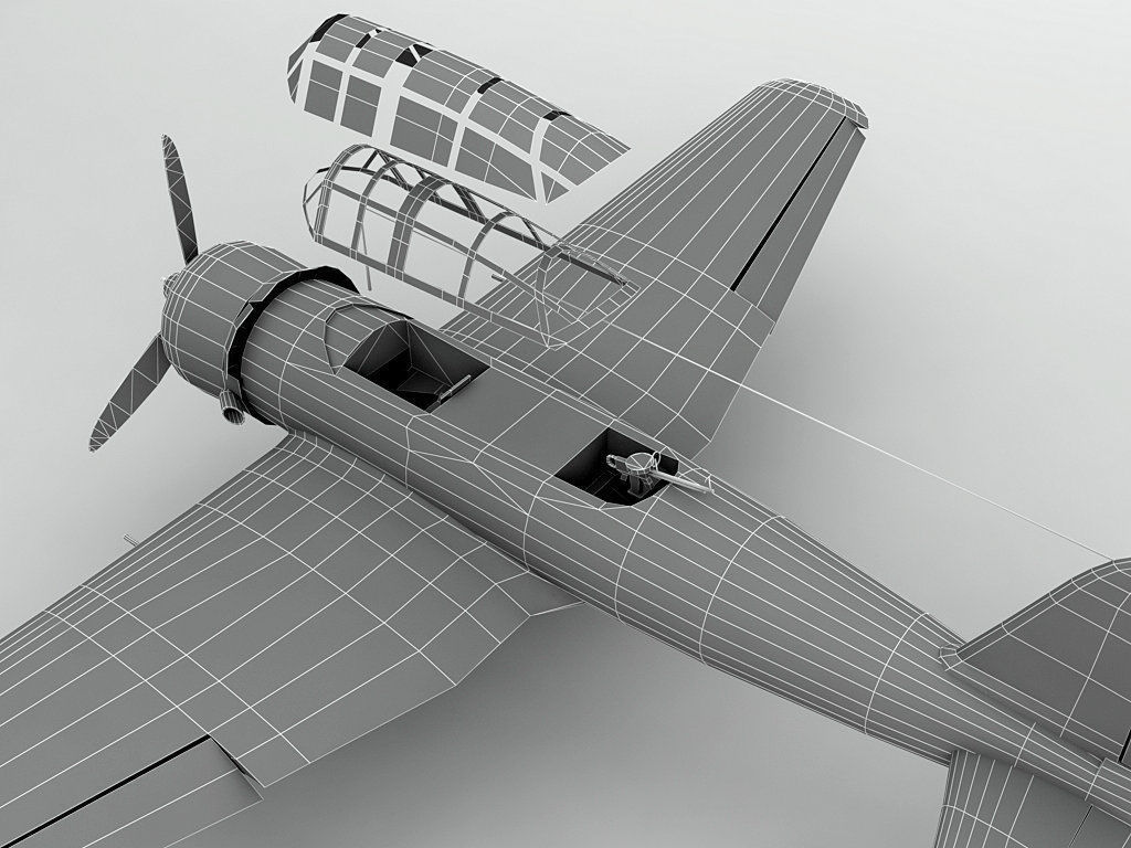 Mitsubishi ki-51 Military Aircraft WWII Low-poly 3D model_2