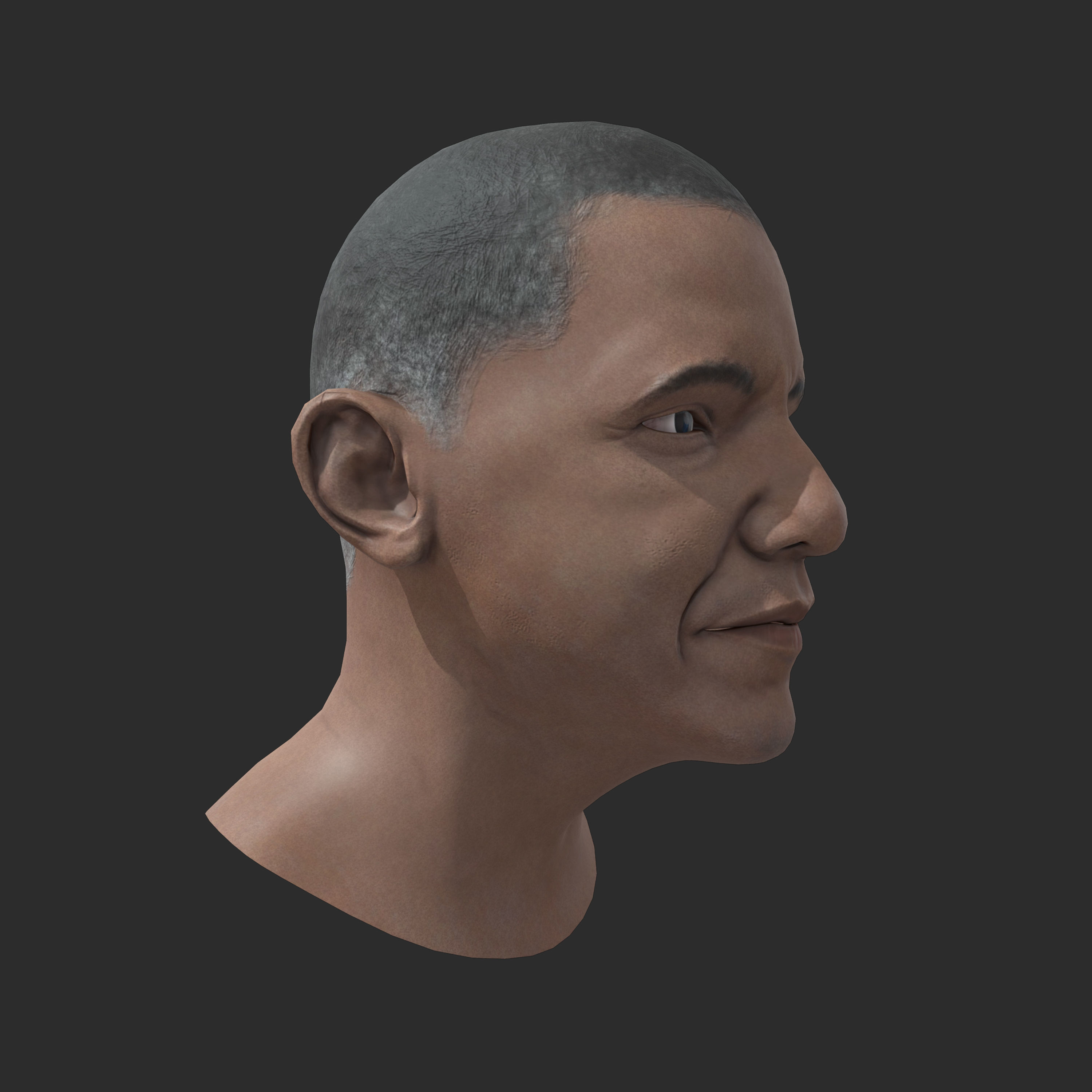 Barack Obama PBR Head Low-Poly VR AR Game-Ready Low-poly 3D model_9