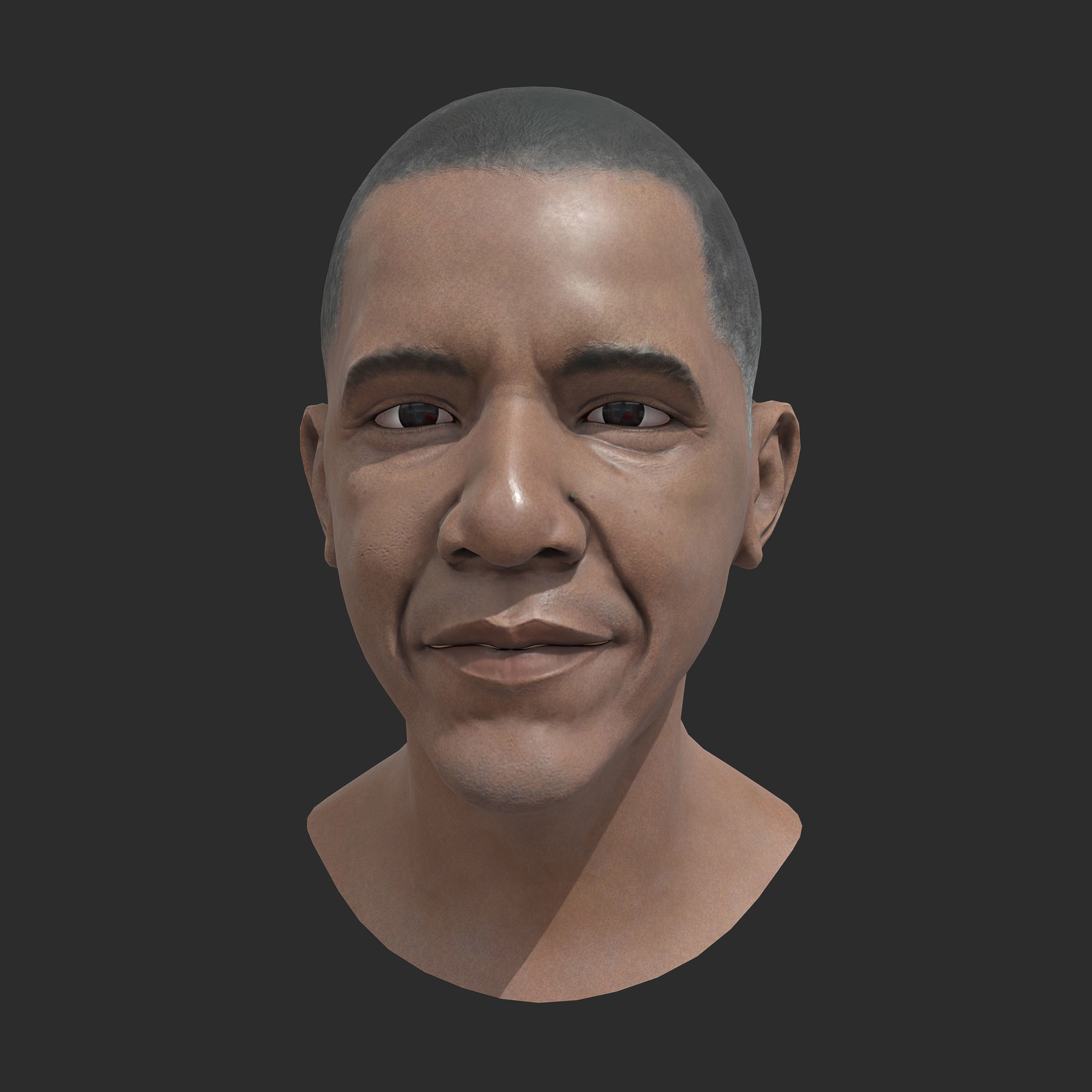 Barack Obama PBR Head Low-Poly VR AR Game-Ready Low-poly 3D model_5