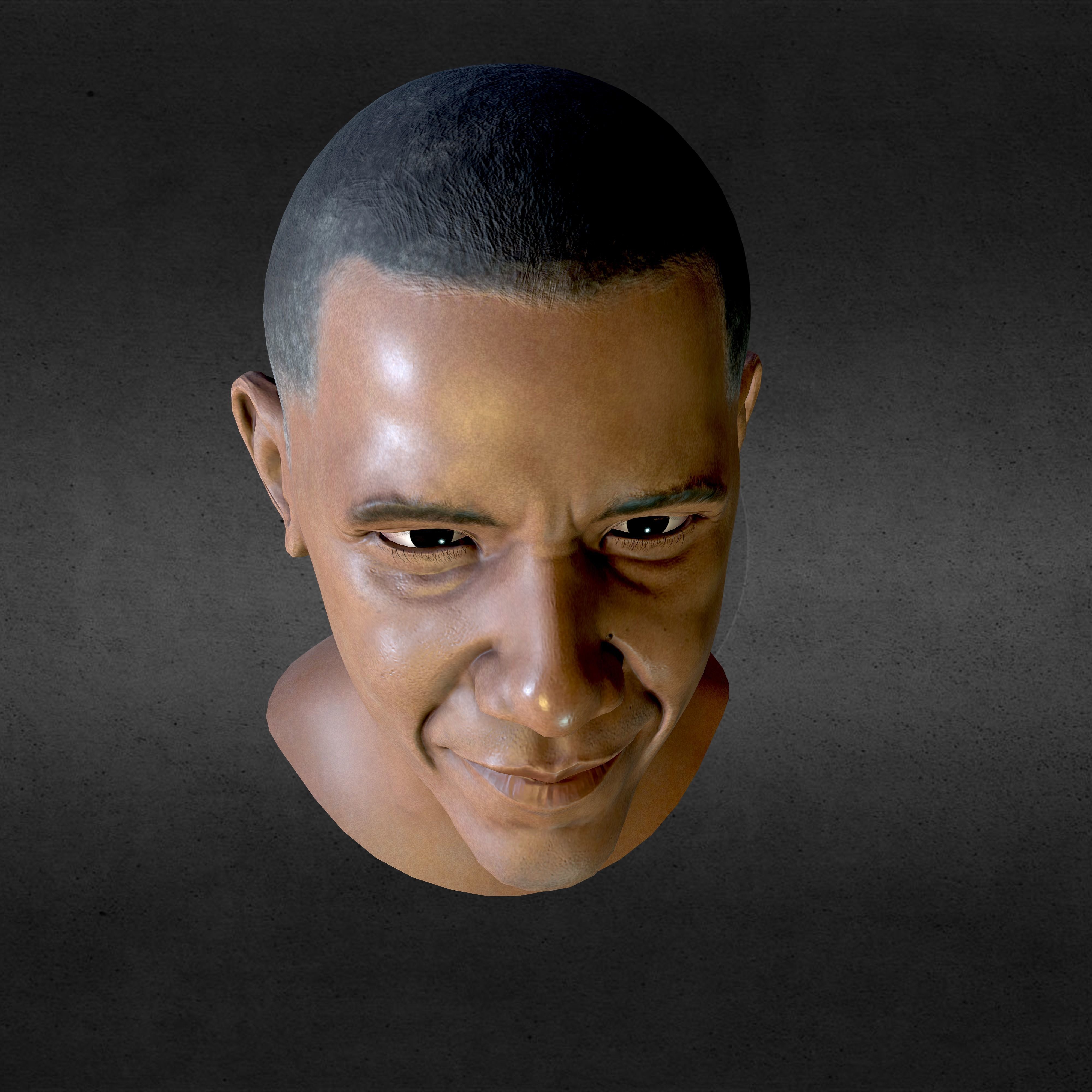 Barack Obama PBR Head Low-Poly VR AR Game-Ready Low-poly 3D model_3