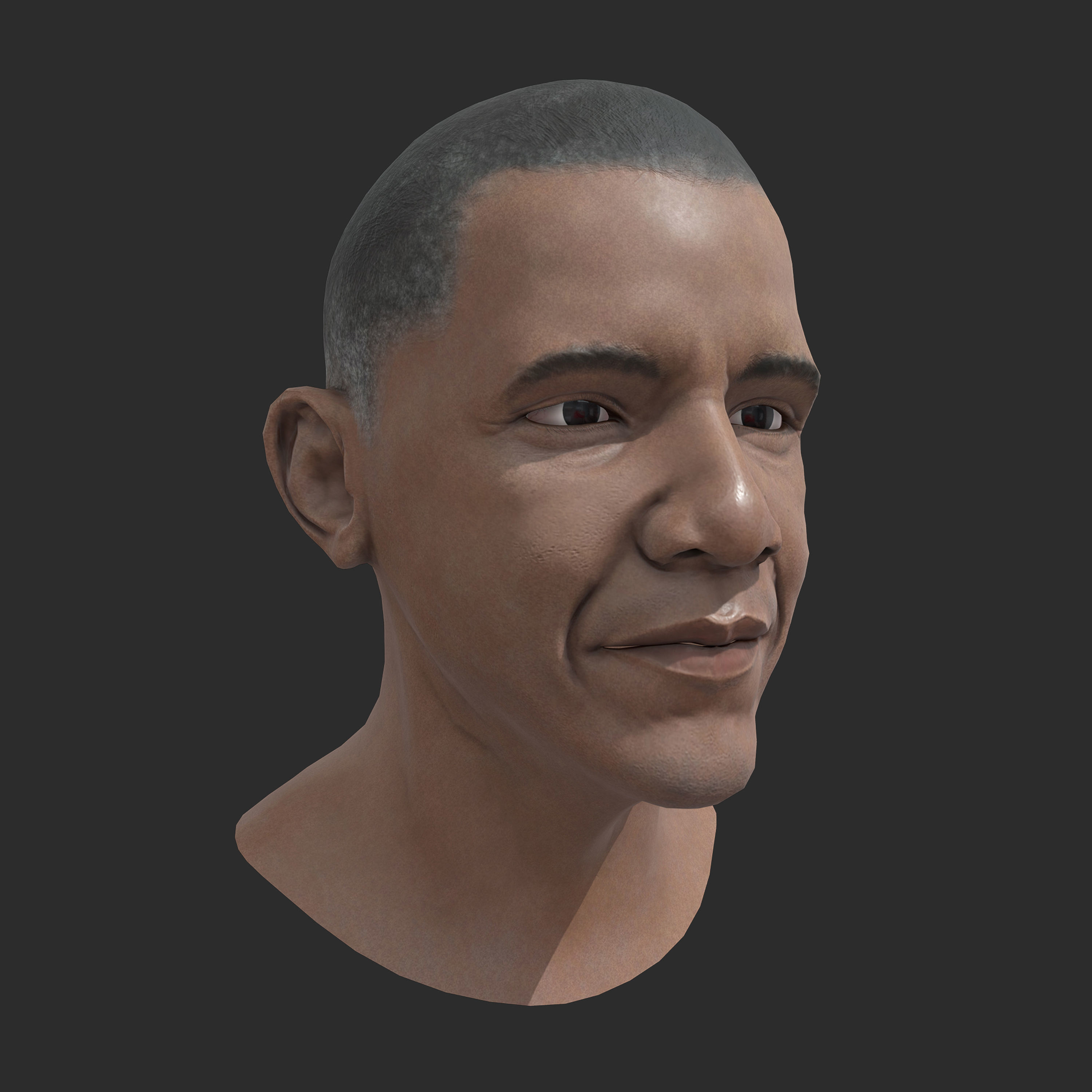 Barack Obama PBR Head Low-Poly VR AR Game-Ready Low-poly 3D model_7