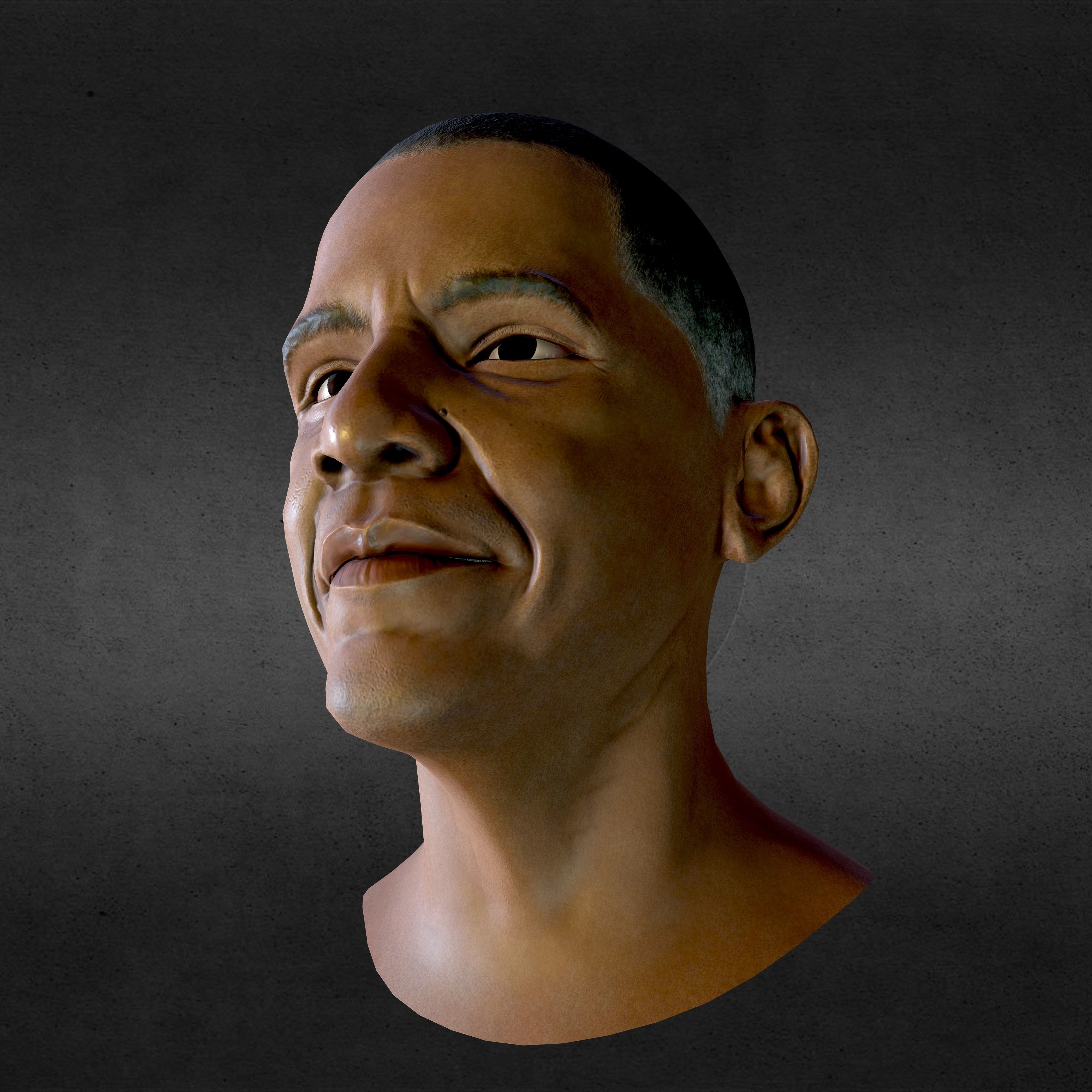 Barack Obama PBR Head Low-Poly VR AR Game-Ready Low-poly 3D model_4