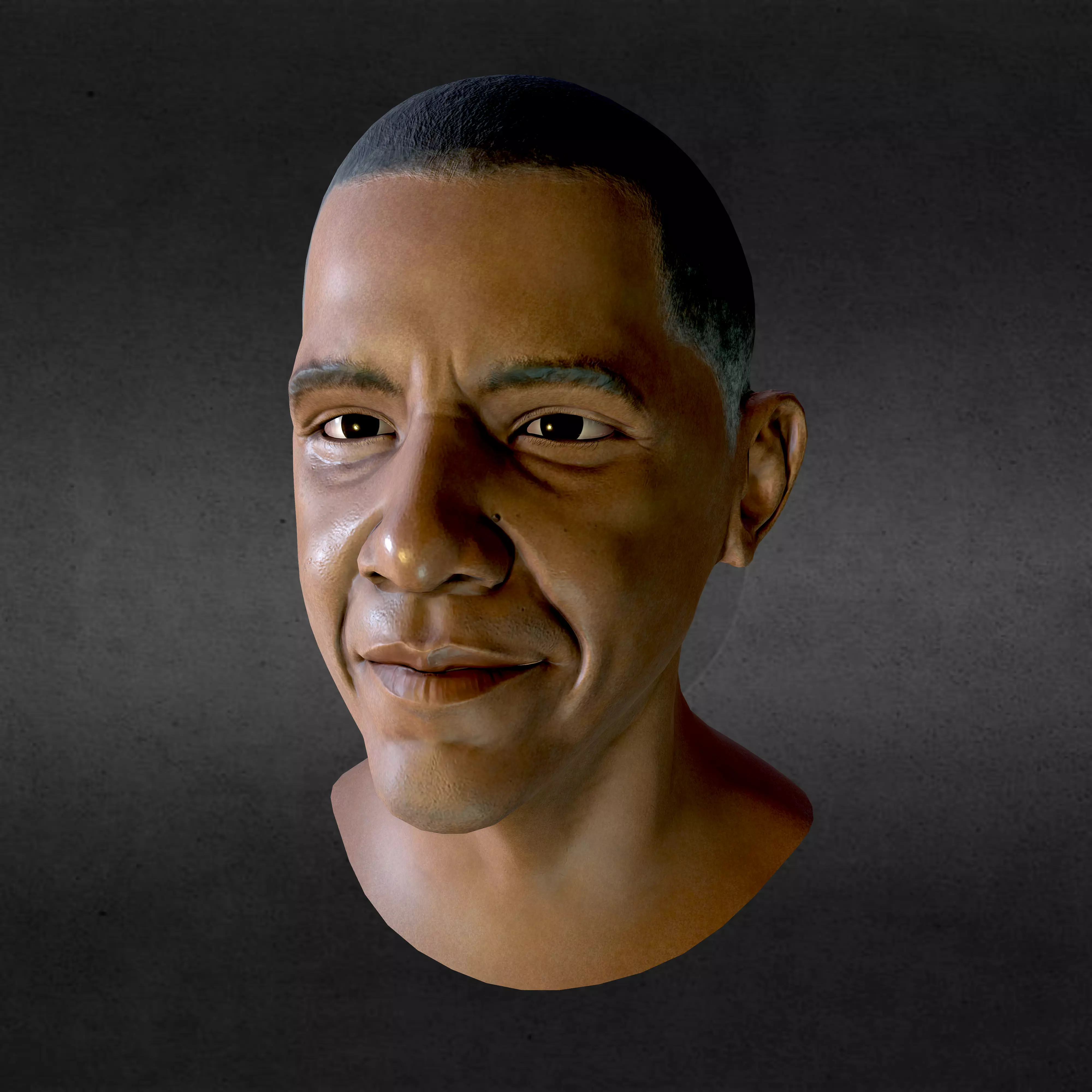 Barack Obama PBR Head Low-Poly VR AR Game-Ready Low-poly 3D model_0