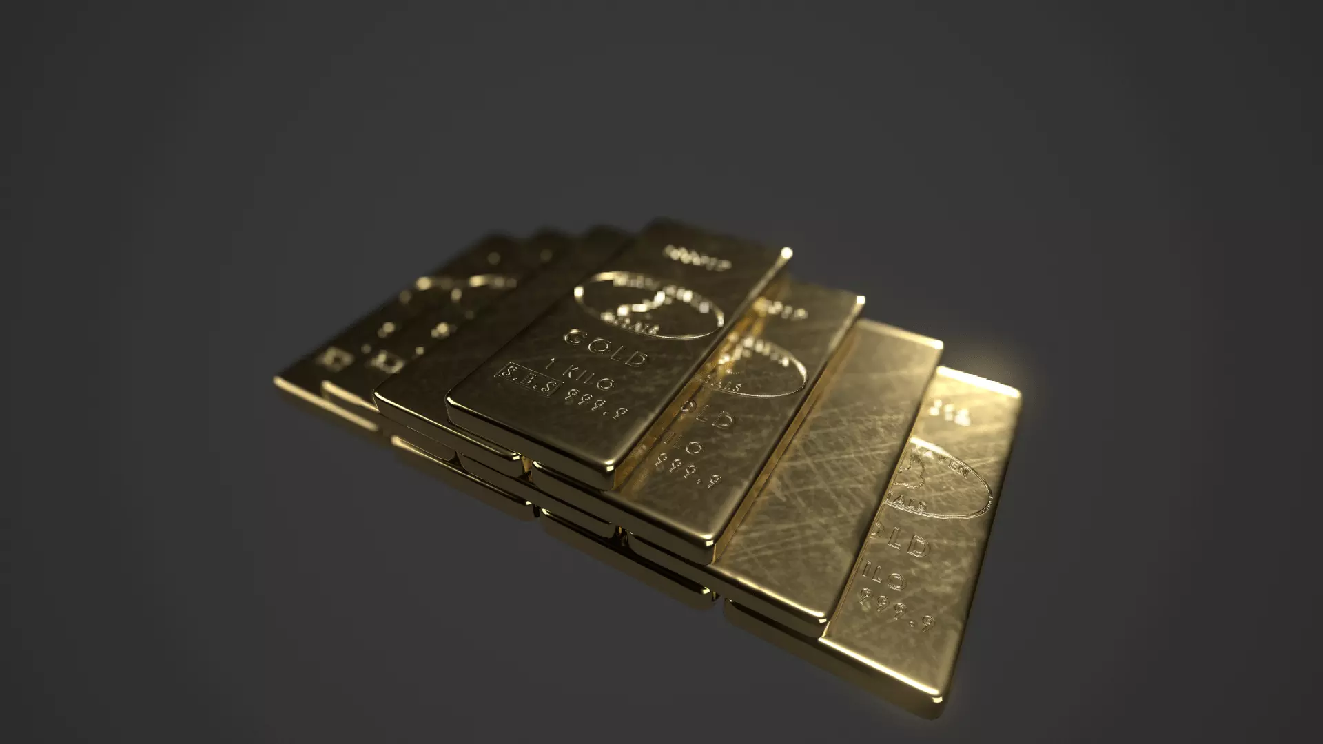 Precious Metal Ingot Set Low-poly 3D model_0