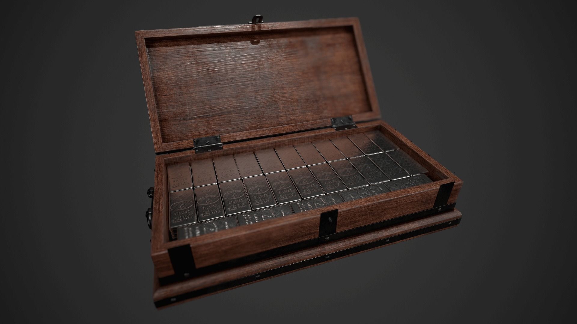 Precious Metal Ingot Set Low-poly 3D model_9