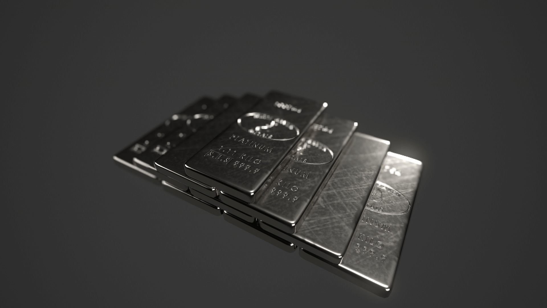 Precious Metal Ingot Set Low-poly 3D model_3