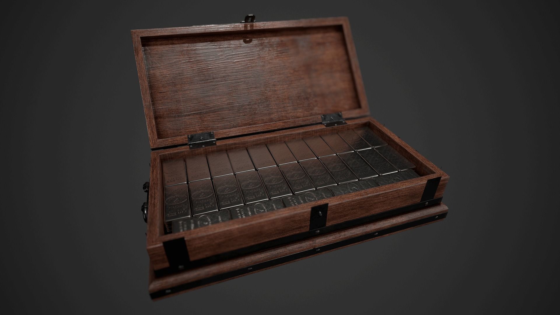 Precious Metal Ingot Set Low-poly 3D model_8