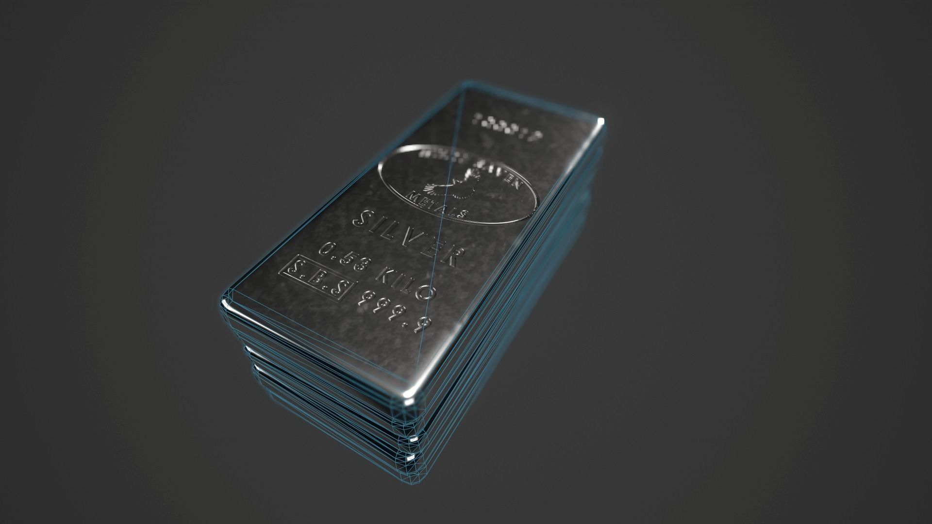 Precious Metal Ingot Set Low-poly 3D model_17