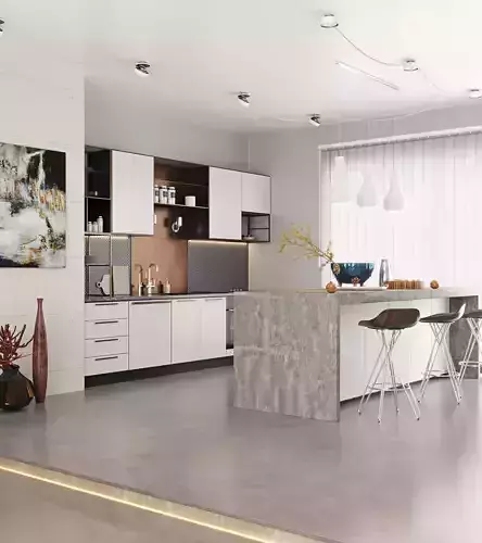 Modern Kitchen Interior Scene Complete