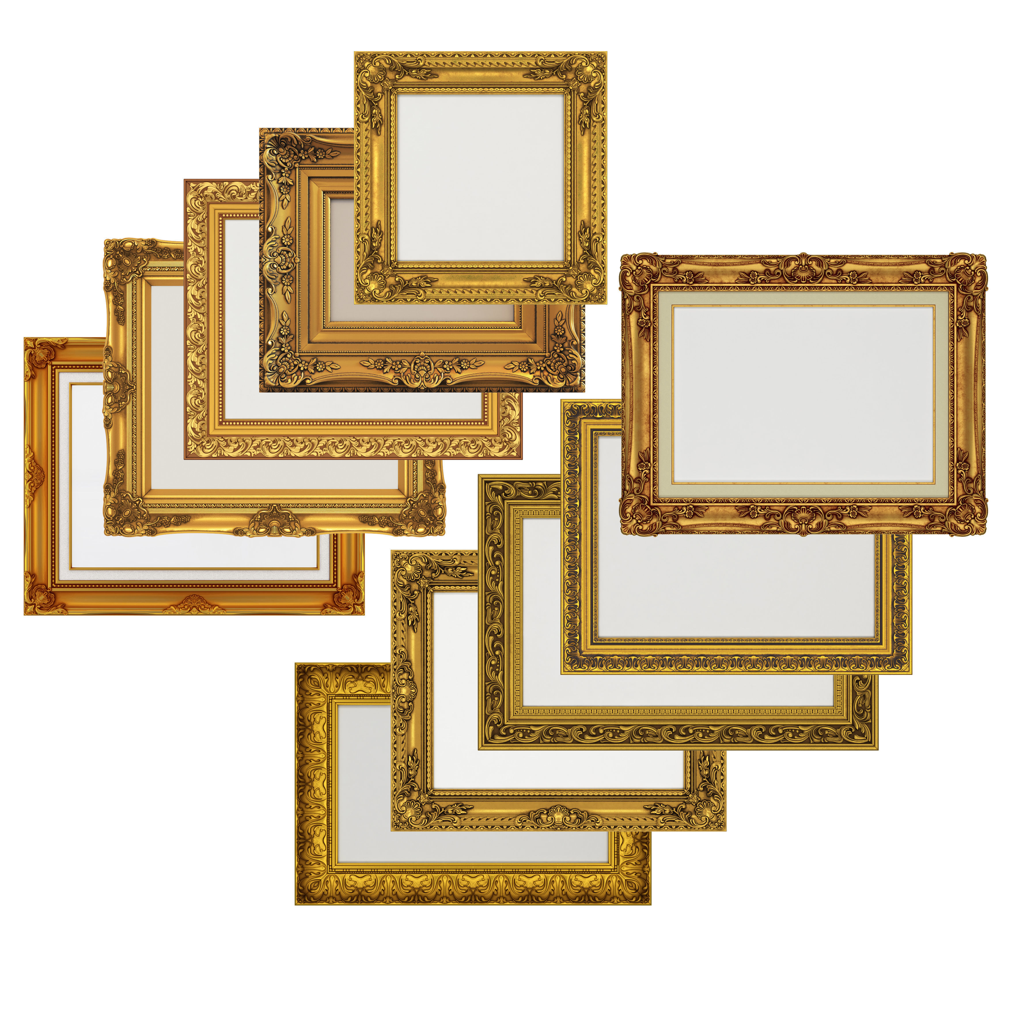Collection of 3d models Frame picture gold v1 3D model_2
