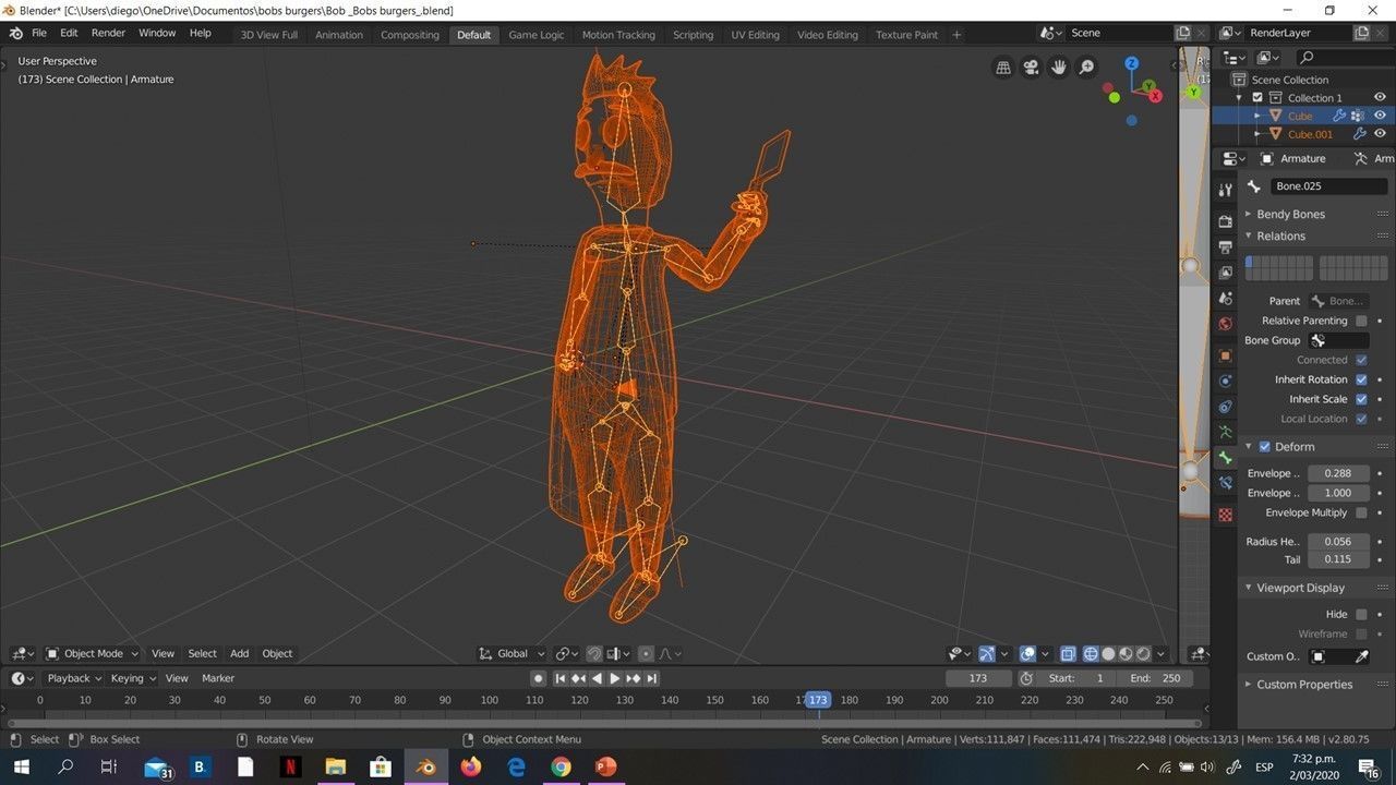 Bob Belcher Bobs burgers 3D rigged model Blender Free 3D model_8