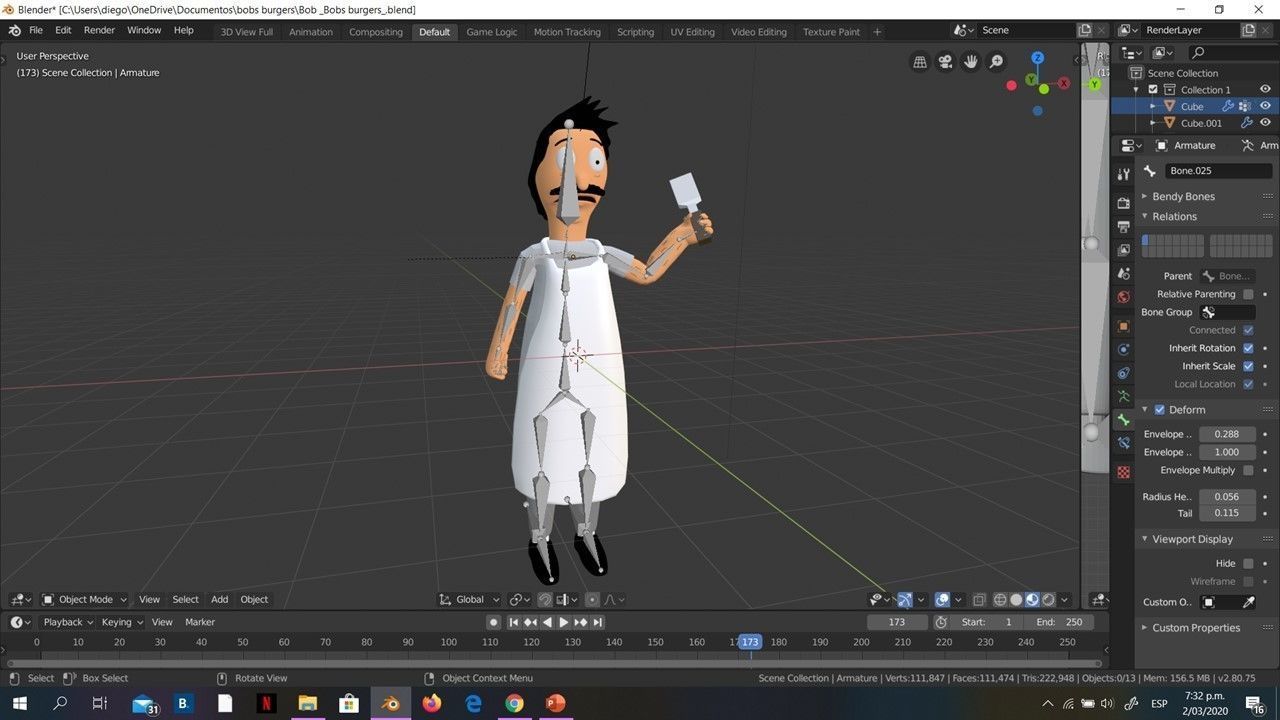 Bob Belcher Bobs burgers 3D rigged model Blender Free 3D model_7
