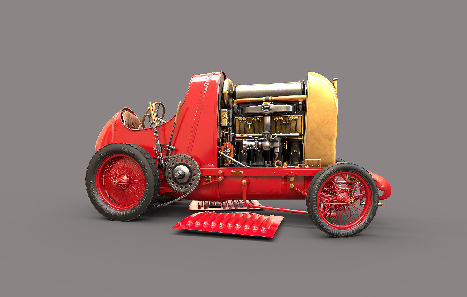 Fiat S76 Beast of Turin open hood 3D model_2