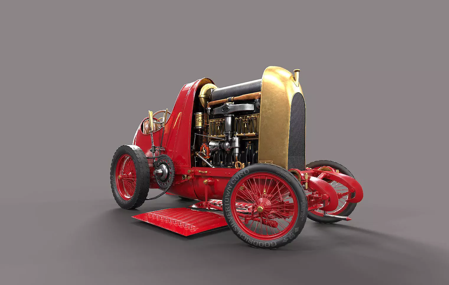 Fiat S76 Beast of Turin open hood 3D model_0