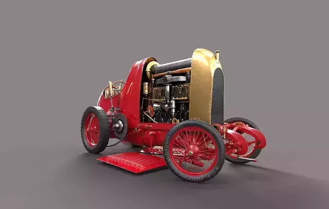 Fiat S76 Beast of Turin open hood  3D model
