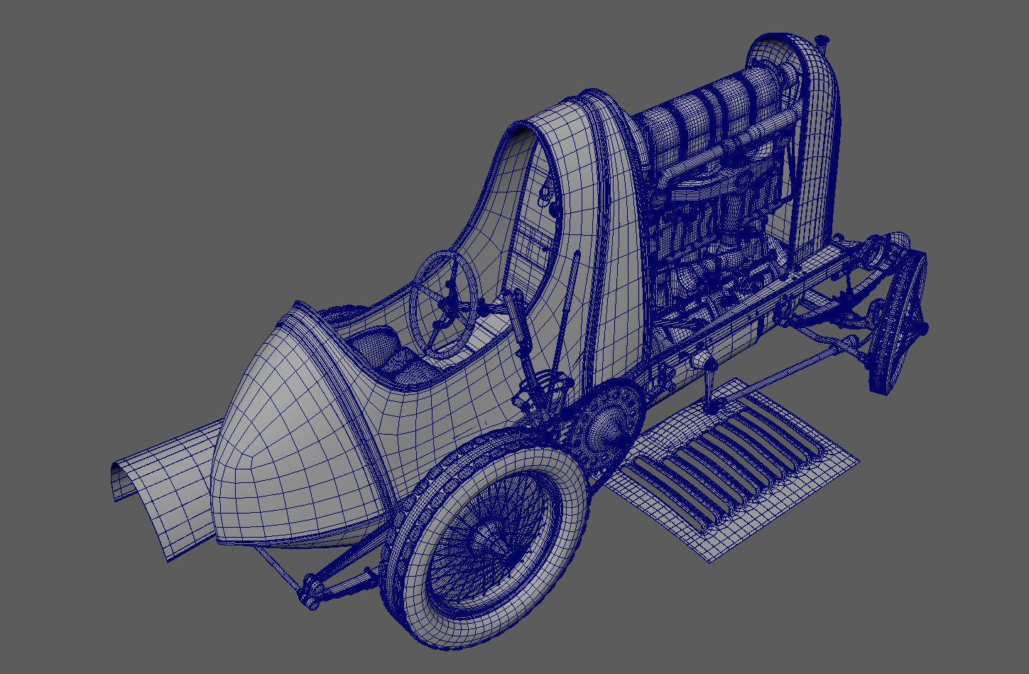 Fiat S76 Beast of Turin open hood 3D model_4