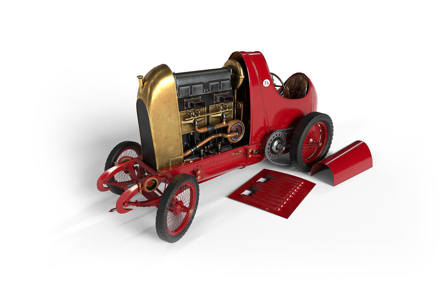 Fiat S76 Beast of Turin open hood 3D model_9