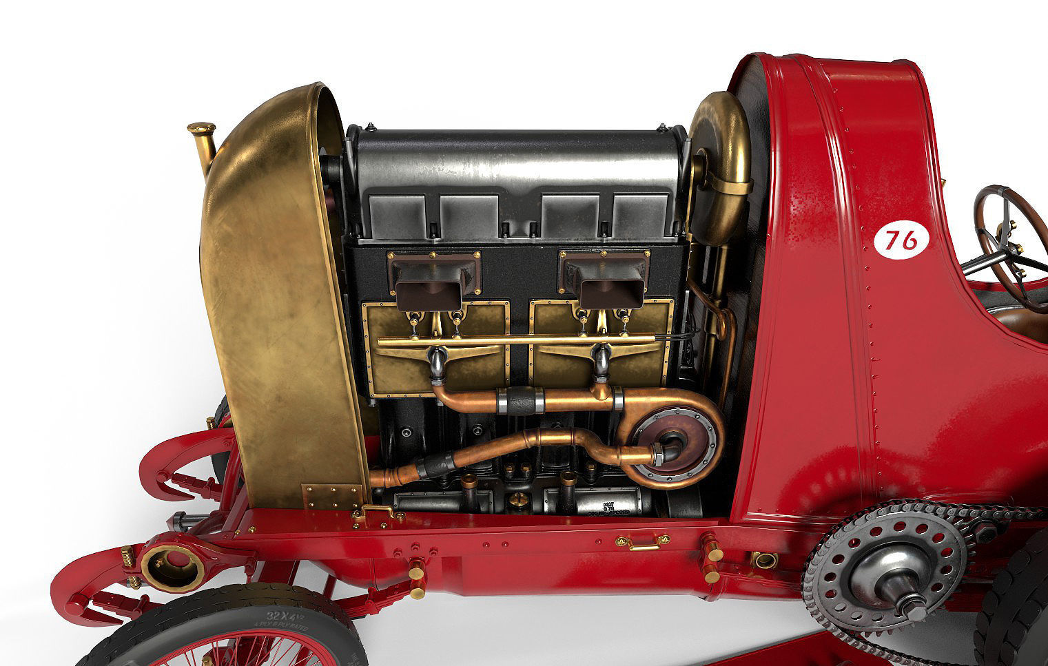 Fiat S76 Beast of Turin open hood 3D model_6