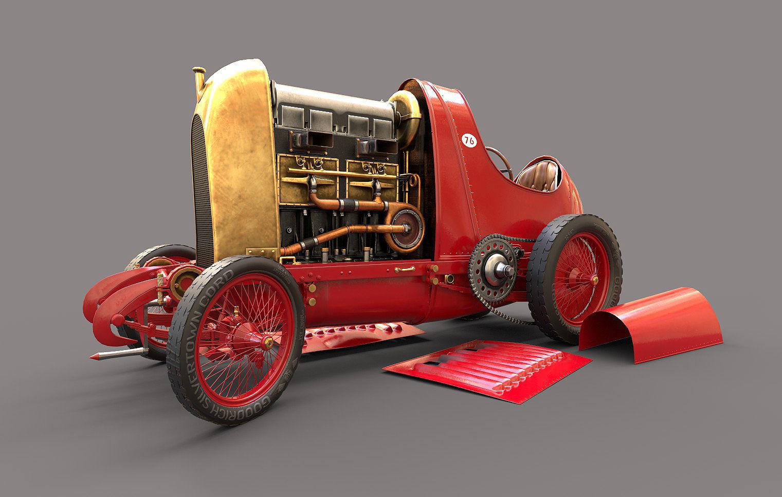 Fiat S76 Beast of Turin open hood 3D model_8