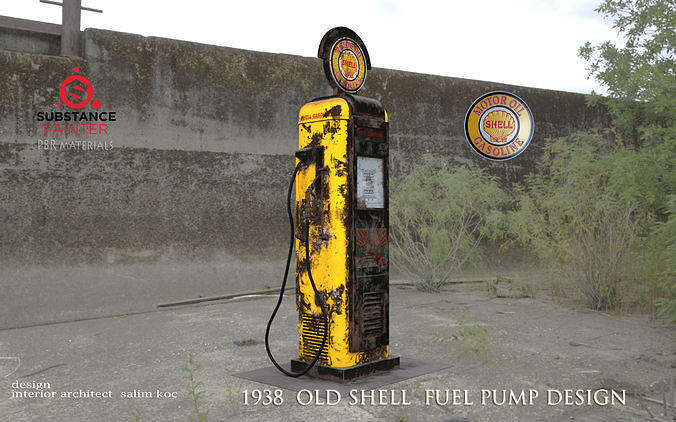  OLD SHELL GASOLINE PUMP DESIGN Low-poly 3D model