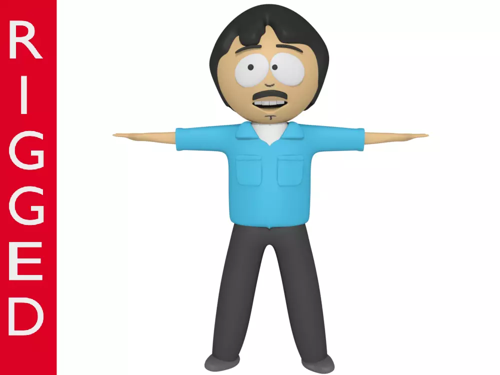 Low-Poly Randy Marsh South Park 3D rigged model Blender Cartoon Low-poly 3D model