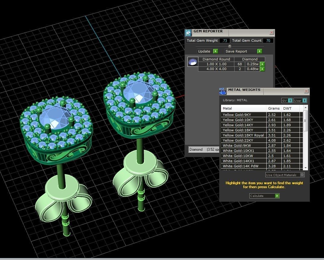 Diamond Jewelry Earring 4mm STONE 002 3D print model_1