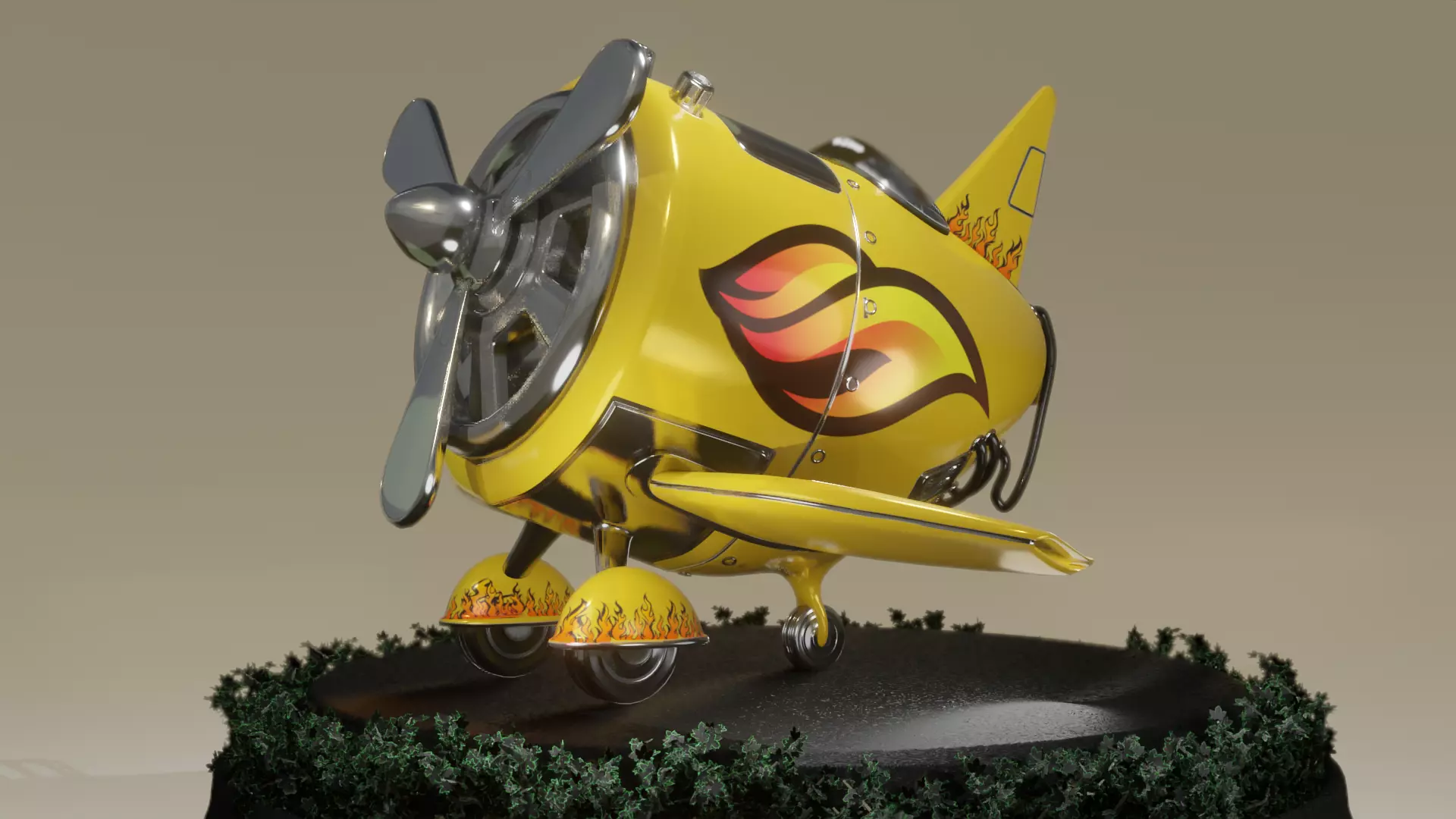 Stylized Airplane PBR 3D model_0