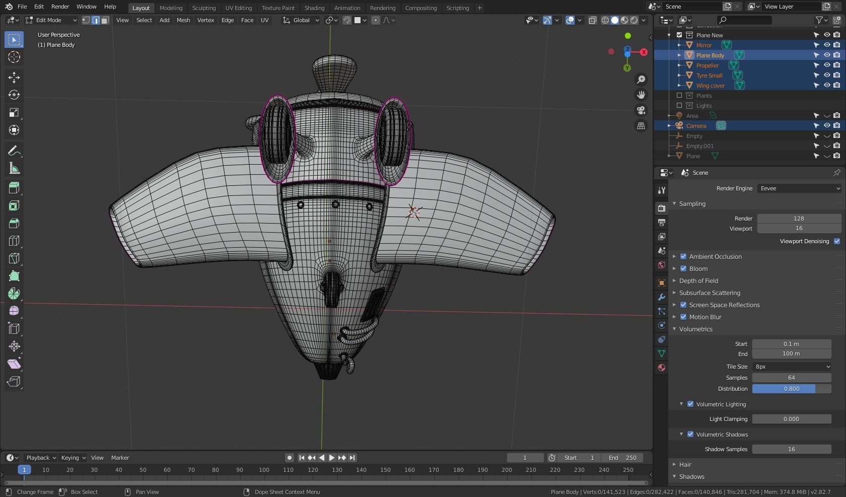 Stylized Airplane PBR 3D model_12