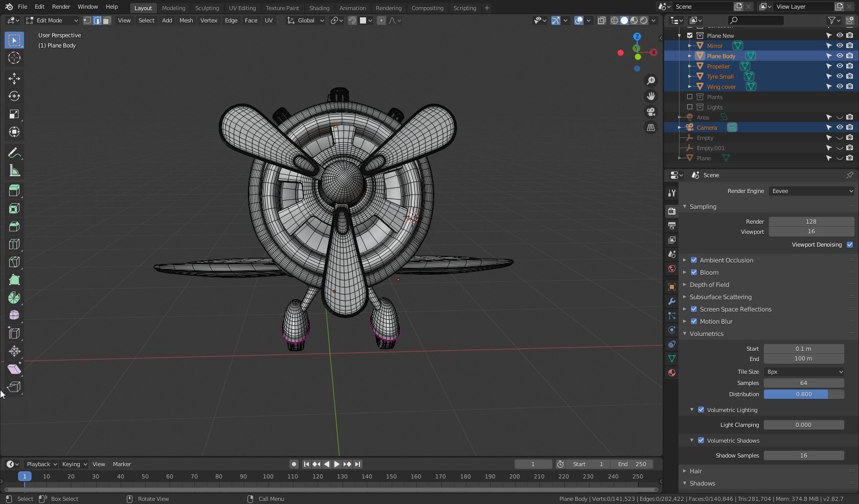 Stylized Airplane PBR 3D model_11