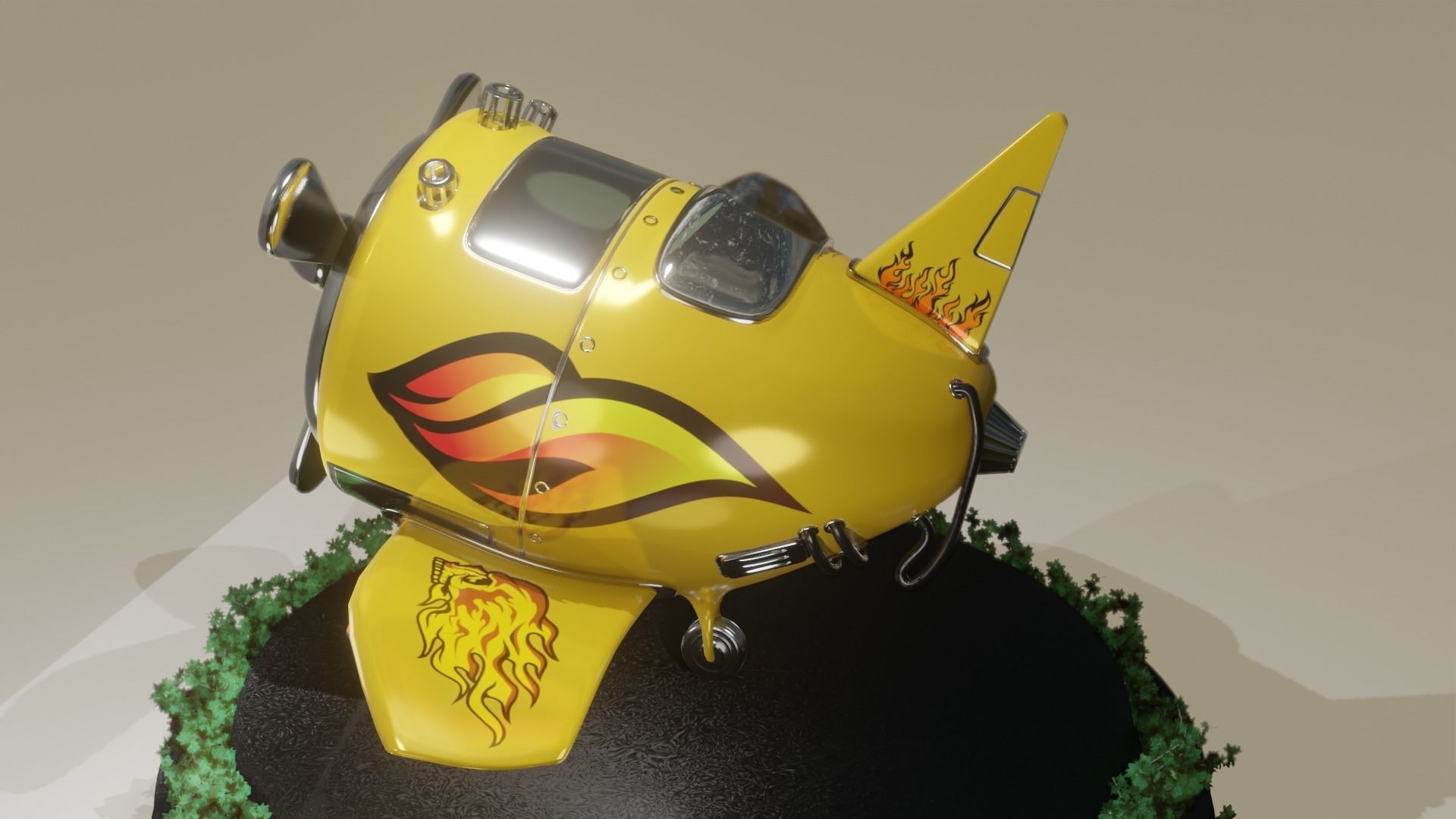 Stylized Airplane PBR 3D model_3