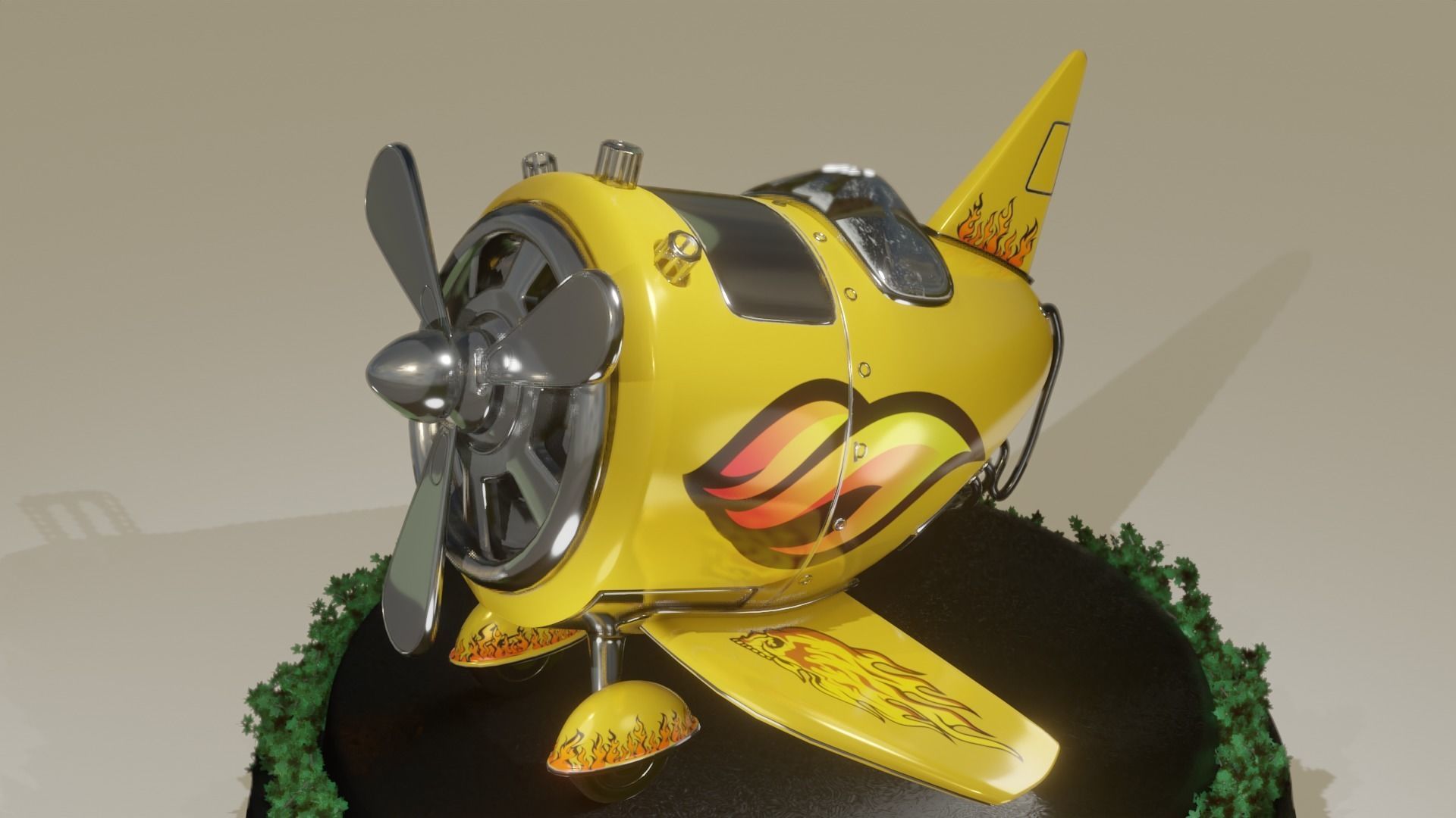 Stylized Airplane PBR 3D model_2