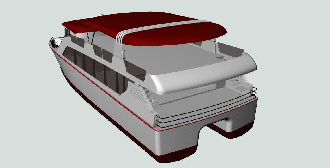 Catamaran pontoon boat 3D model_4