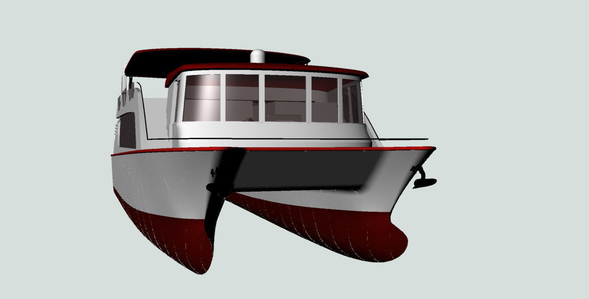 Catamaran pontoon boat 3D model_3