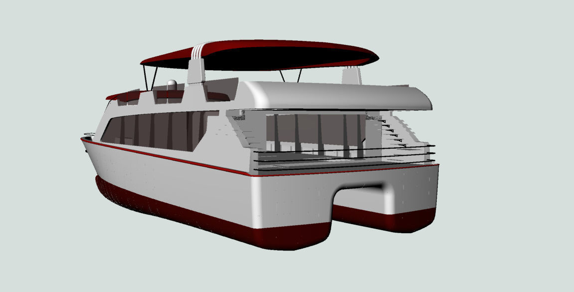 Catamaran pontoon boat 3D model_5
