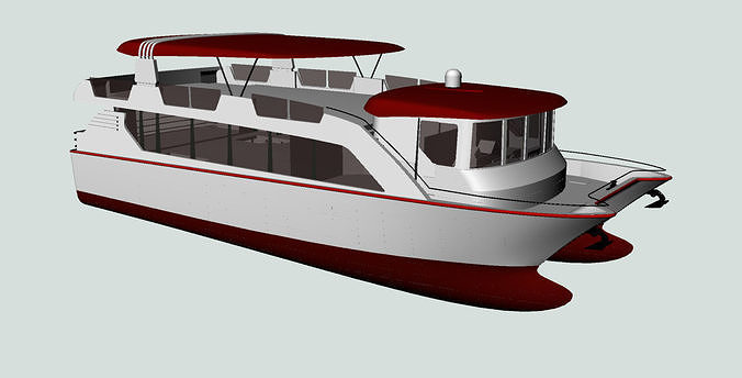 Catamaran pontoon boat 3D model