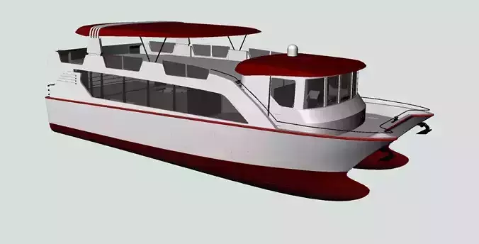 Catamaran pontoon boat 3D model