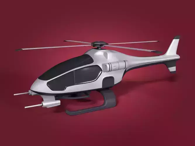 Cartoon Futuristic Attack Helicopter