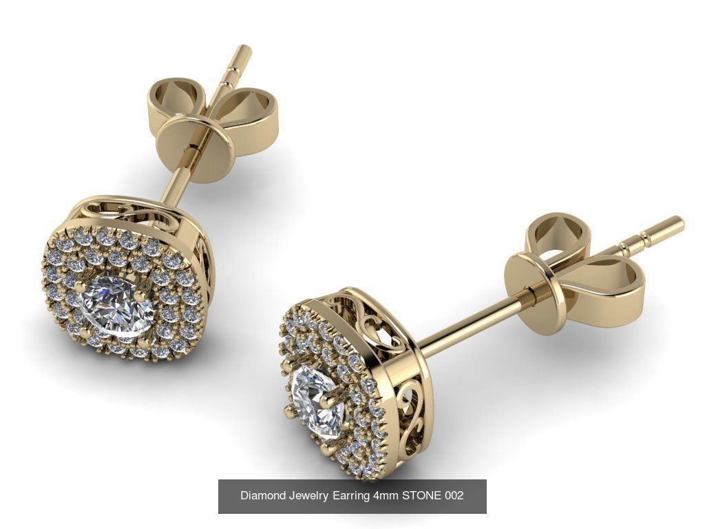 Jewelry Earrings THREE SIZE BIGG GEM 3D Model Collection_2