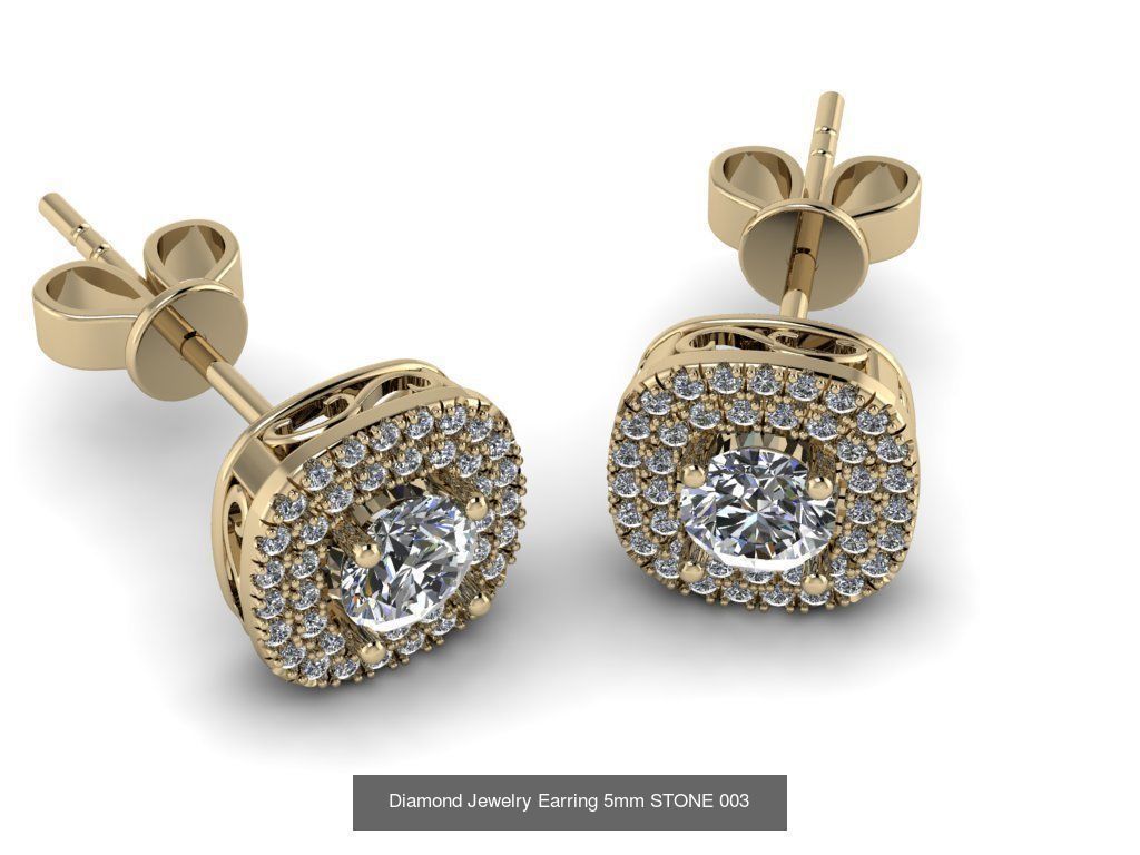 Jewelry Earrings THREE SIZE BIGG GEM 3D Model Collection_3