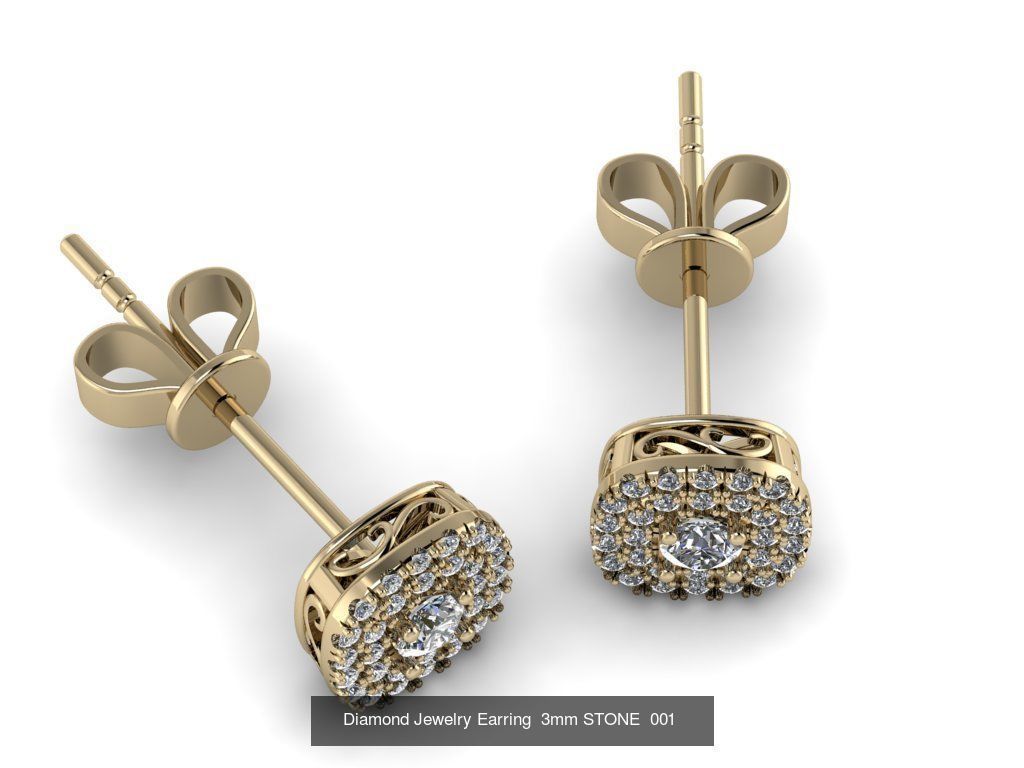 Jewelry Earrings THREE SIZE BIGG GEM 3D Model Collection_1