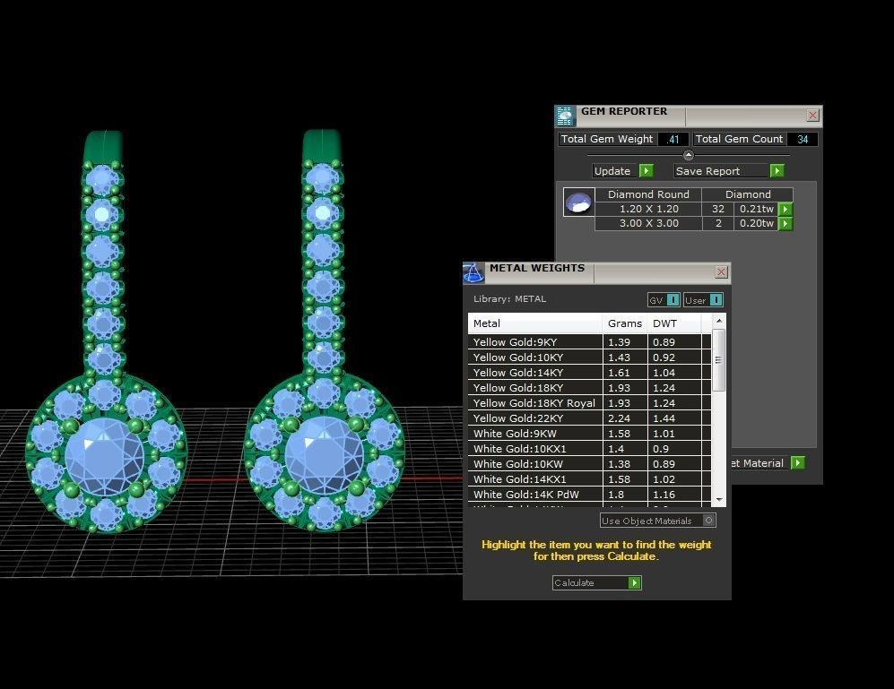 Diamond Jewelry Earring 3mm STONE 004 3D print model_10