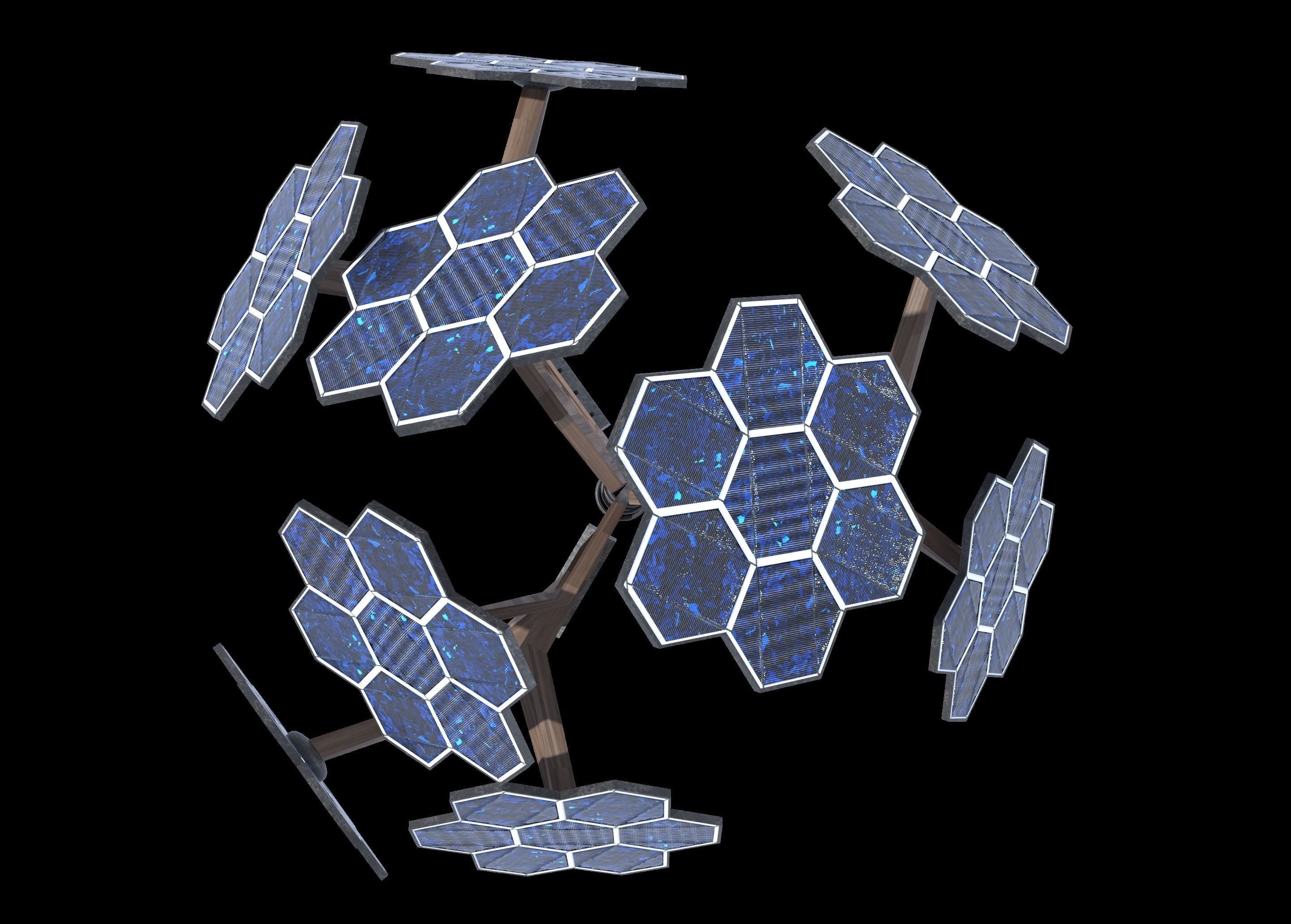solar energy tree  Low-poly 3D model_9