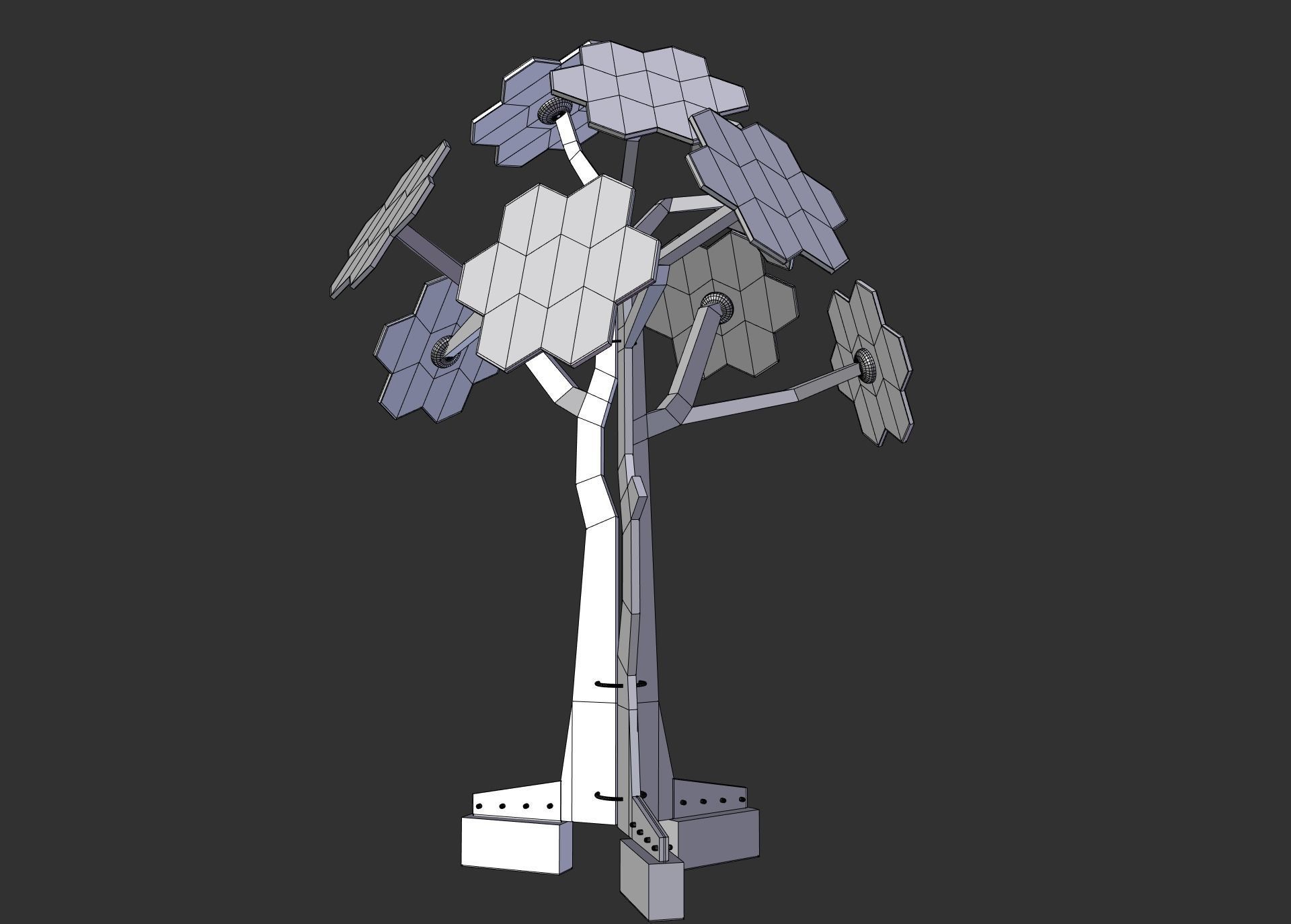 solar energy tree  Low-poly 3D model_4