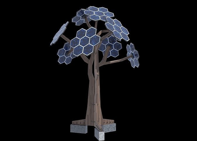 solar energy tree  Low-poly 3D model