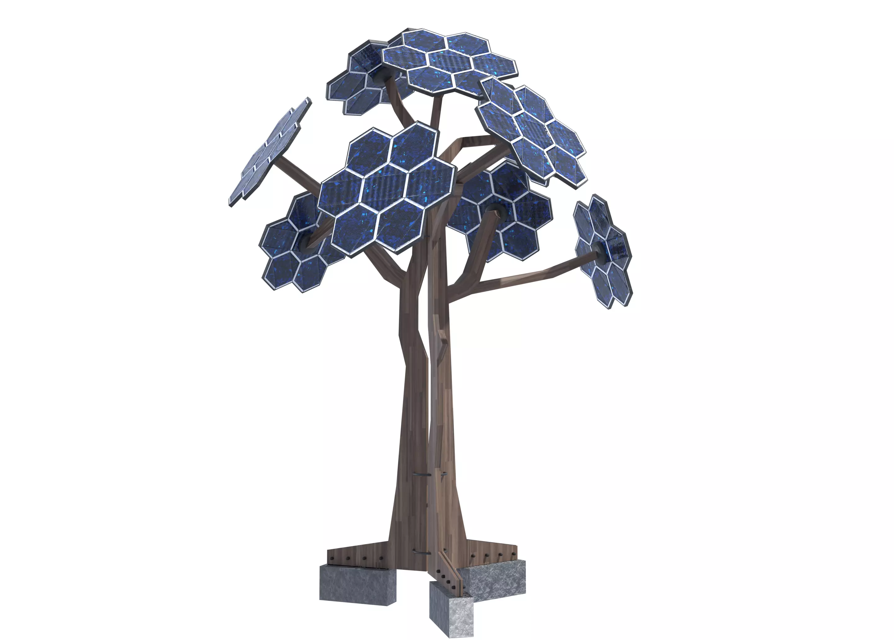 solar energy tree  Low-poly 3D model_0