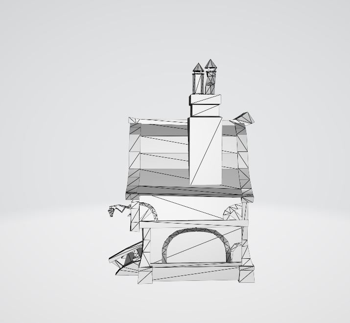 Cartoon house Low-poly 3D model_5