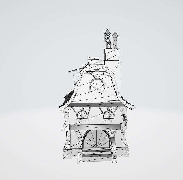 Cartoon house Low-poly 3D model_3