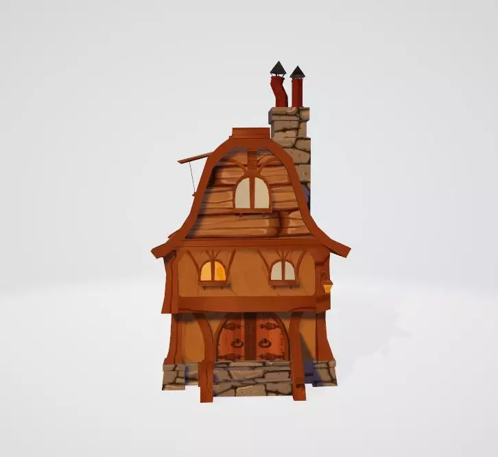 Cartoon house Low-poly 3D model_0