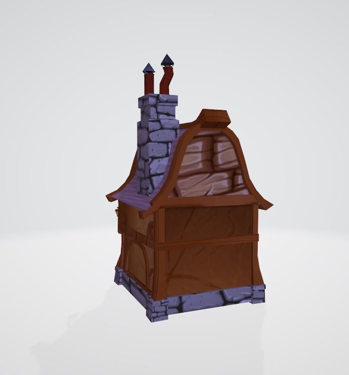 Cartoon house Low-poly 3D model_1