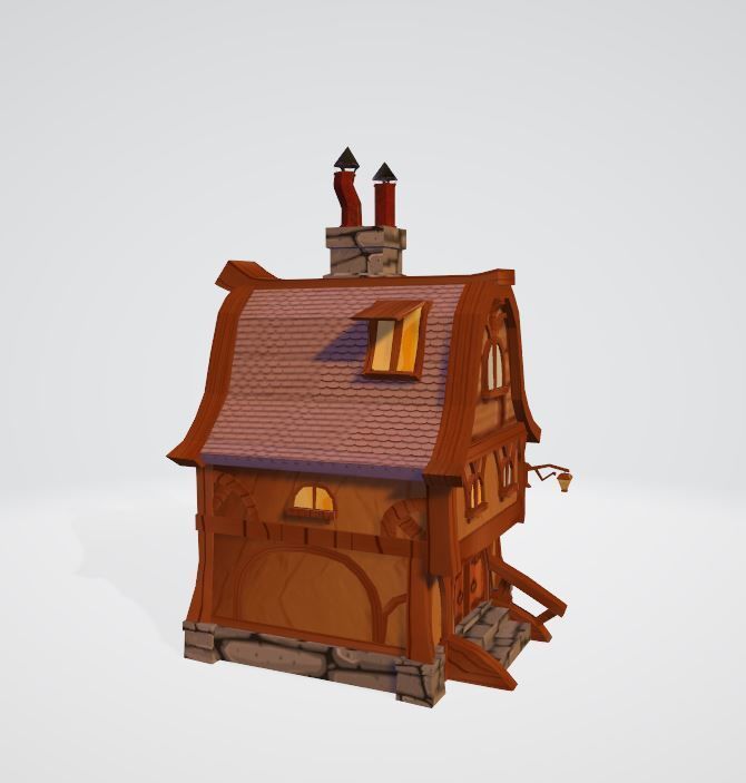 Cartoon house Low-poly 3D model_2